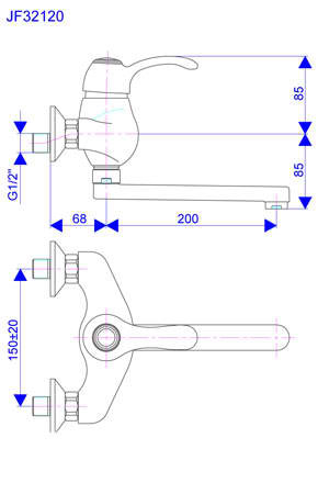 Rosan Jaffar baterija za sudoperu - lavabo izliv 200 mm JF32120 - dodatni pogled