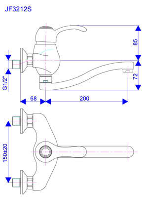 Rosan Jaffar baterija za sudoperu - lavabo izliv 200 mm S JF3212S - dodatni pogled