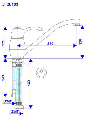 Rosan Jaffar baterija sa tri cevi za protočni bojler JF38103 - dodatni pogled