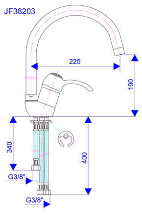Rosan Jaffar jednoručna baterija sa tri cevi za sudoperu JF38203 - dodatni pogled