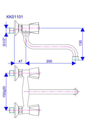Rosan Keramic dvoručna baterija za sudoperu ili lavabo 200mm KK01101 - dodatni pogled