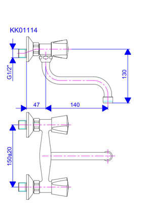 Rosan Keramic dvoručna baterija za sudoperu ili lavabo 140mm KK01114 - dodatni pogled