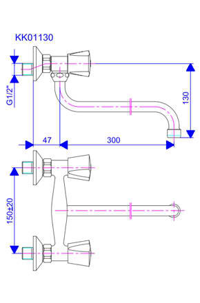 Rosan Keramic dvoručna baterija za sudoperu ili lavabo 300mm KK01130 - dodatni pogled