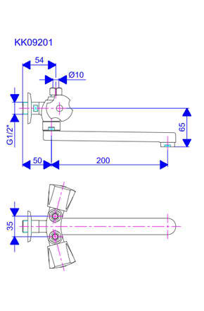 Rosan Keramic dvoručna baterija za protočni bojler izliv 200mm KK09201 - dodatni pogled