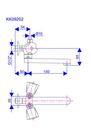 Rosan Keramic dvoručna baterija za protočni bojler izliv 150mm KK09202 - dodatni pogled