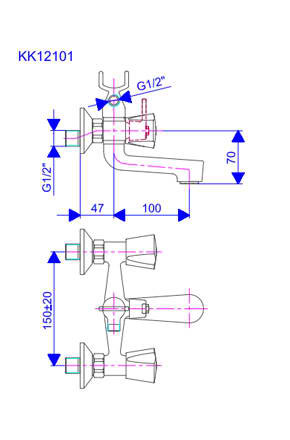 Rosan Keramic dvoručna baterija za kadu sa ručnim tušem KK12101 - dodatni pogled