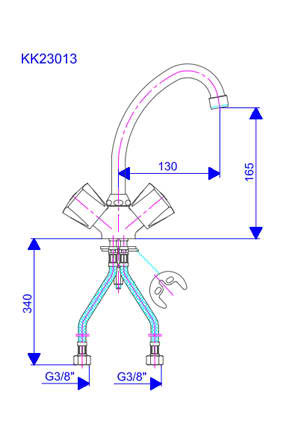 Rosan Keramic dvoručna stojeća baterija za lavabo - sudoperu 130mm KK23013 - dodatni pogled