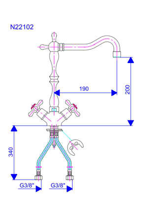 Rosan Nostalgija stojeća dvoručna baterija sa pokretnim Roma izlivom N22102 - dodatni pogled