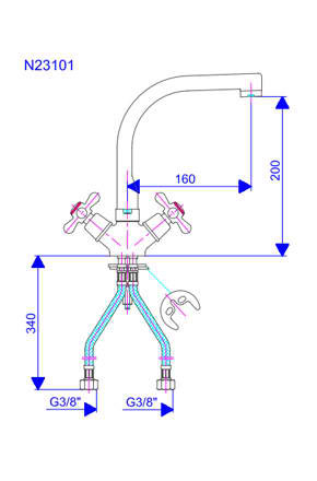 Rosan Nostalgija stojeća dvoručna baterija sa ovalnim izlivom N23101 - dodatni pogled