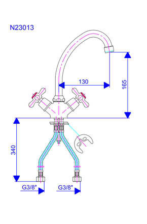 Rosan Nostalgija stojeća dvoručna baterija 130mm N23013 - dodatni pogled