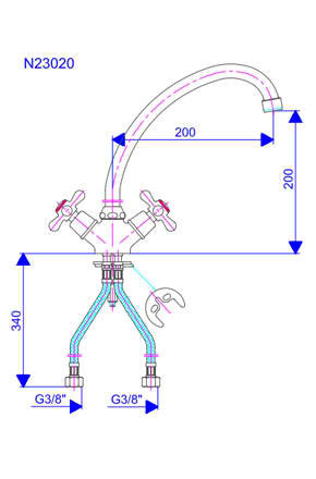 Rosan Nostalgija stojeća dvoručna baterija 200mm N23020 - dodatni pogled
