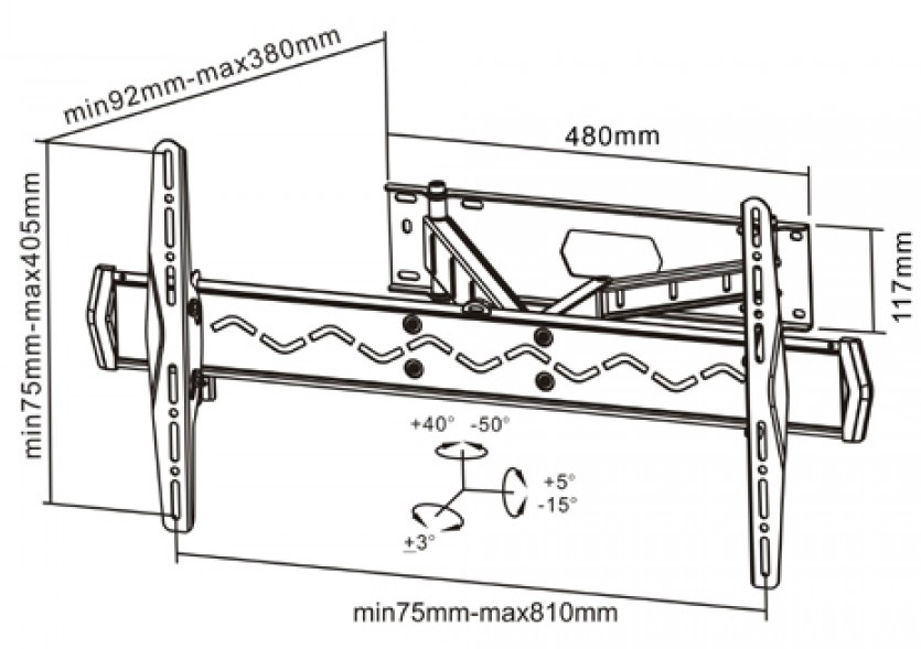 Brateck Podesivi Nosač Za TV Dijagonale 37 - 63 in LPA08-483 - dodatni pogled