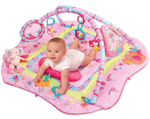 Bright Starts Bebi gimnastika - prostirka za igru Deluxe Pink Animals - dodatni pogled