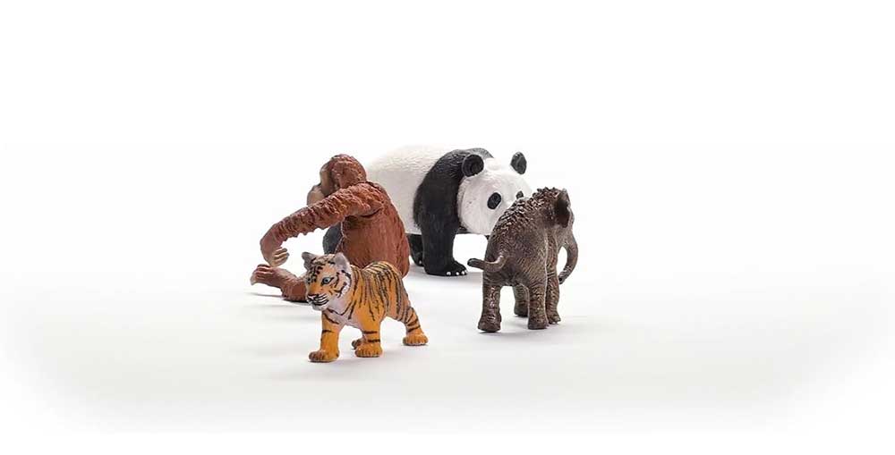 Schleich® Figure Divlje životinje Azijske životinje - Panda, orangutan, slon, tigar 42736 - dodatni pogled