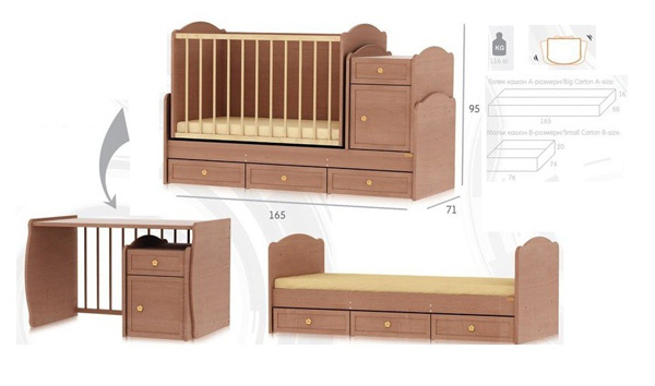 Bertoni Drveni krevetac za bebu Transform Oak - dodatni pogled