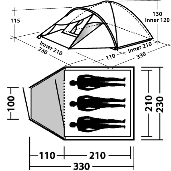 Šator za tri osobe Easy Camp Phantom 400 120052 - dodatni pogled