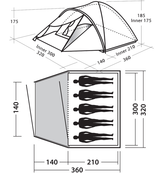 Šator za pet osoba Easy Camp Phantom 500 120128 - dodatni pogled