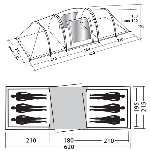 Šator za šest osoba Easy Camp Galaxy 600 120119 - dodatni pogled