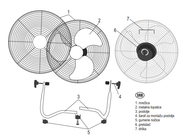 Podni metalni ventilator 35cm PVR35 sa hromiranom mrežom - dodatni pogled