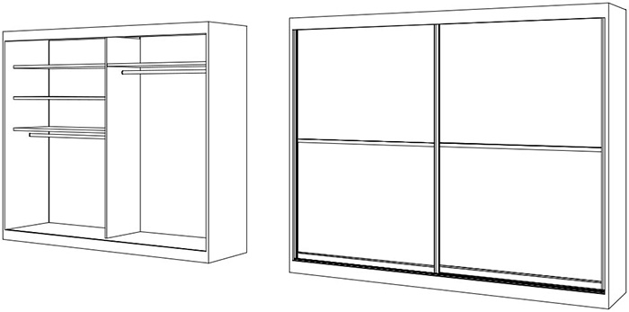 Klizni plakar Insert Gigant sa 2 krila i 4 fioke - dodatni pogled