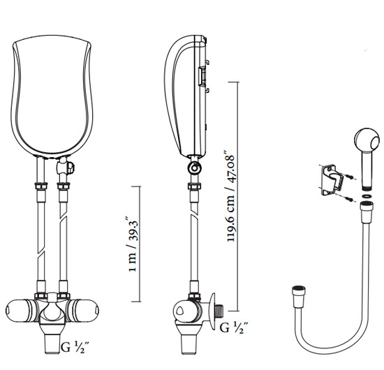 Protočni bojler Presto 57O 5,7 kW sa tušem 195036 - dodatni pogled