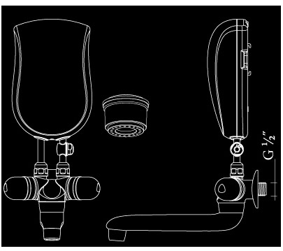 Protočni bojler Presto 57O 5,7 kW sa dvoručnom baterijom 195048 - dodatni pogled