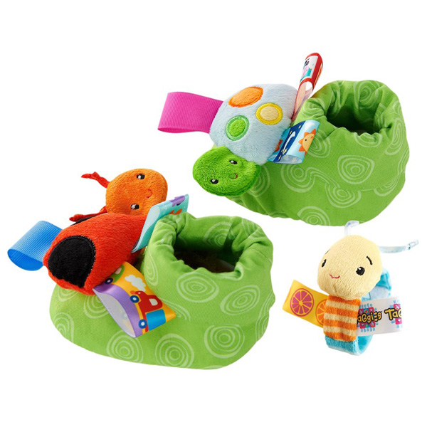 Taggies by Bright Starts Zveckave zelene patofne za bebu - dodatni pogled