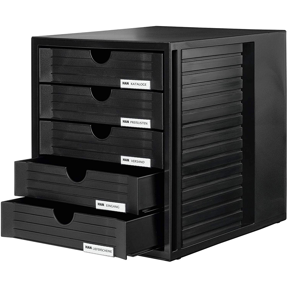 Police za dokumentaciju sa fiokama SYSTEM BOX 5 fioka crna 05PD1450B - dodatni pogled