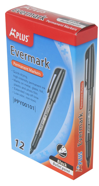 Permanent marker tanji PY100200 obli vrh 2mm crna 12 komada 08MB10B - dodatni pogled