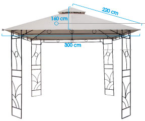 Tenda Gazebo Paviljon Sa Metalnom Konstrukcijom 3 x 3 m - dodatni pogled