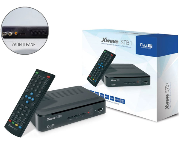 Set Top Box prijemnik digitalnog TV signala DVB-T2 Xwave STB1 sa RF modulatorom - dodatni pogled