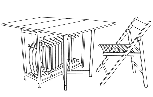 Sklopiva trpezarijska garnitura Bondo sto i 4 stolice - dodatni pogled