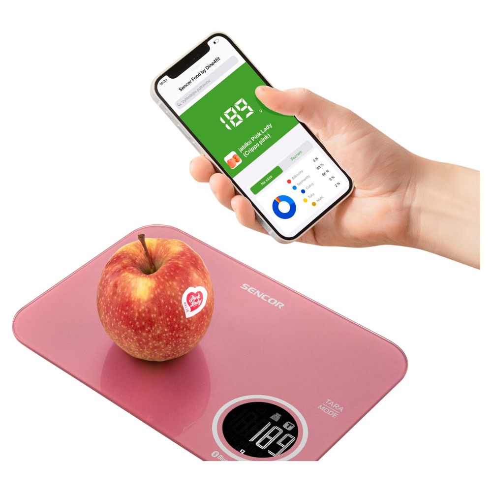 Pametna Bluetooth kuhinjska vaga SENCOR SKS 7074RD - dodatni pogled
