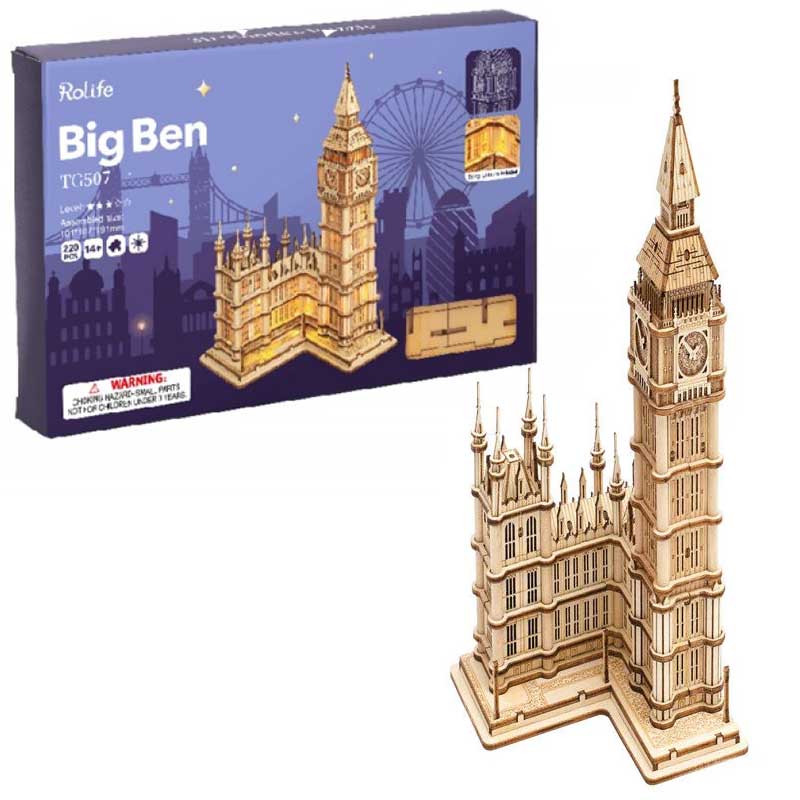 Robotime RoLife Maketa sa osvetljenjem Drvena 3D slagalica Big Ben London TG507 - dodatni pogled