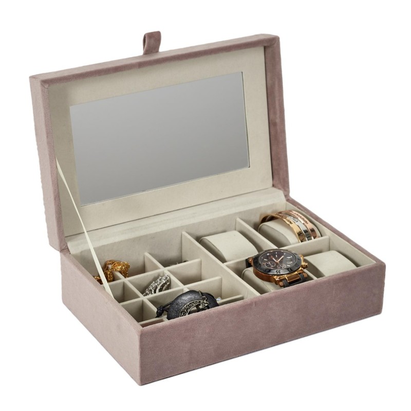 Kutija za nakit i satove sa ogledalom Pliš Roze - dodatni pogled