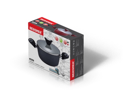 Bergner Keramička šerpa sa poklopcem 5l Allure Black BG-6624 - dodatni pogled