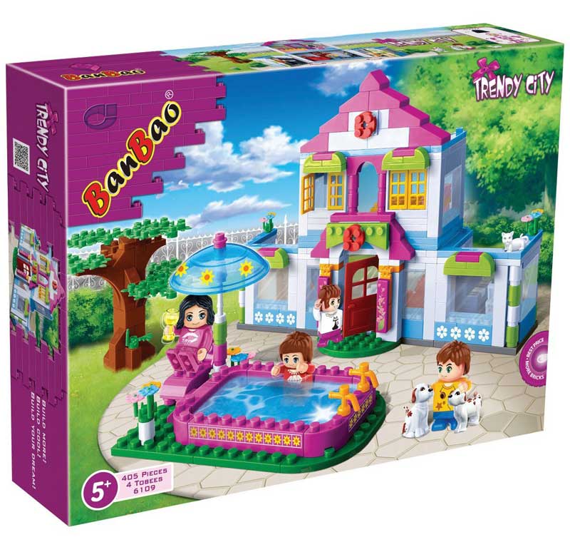 BanBao Trendy City kocke Kuća sa bazenom 6109 - dodatni pogled