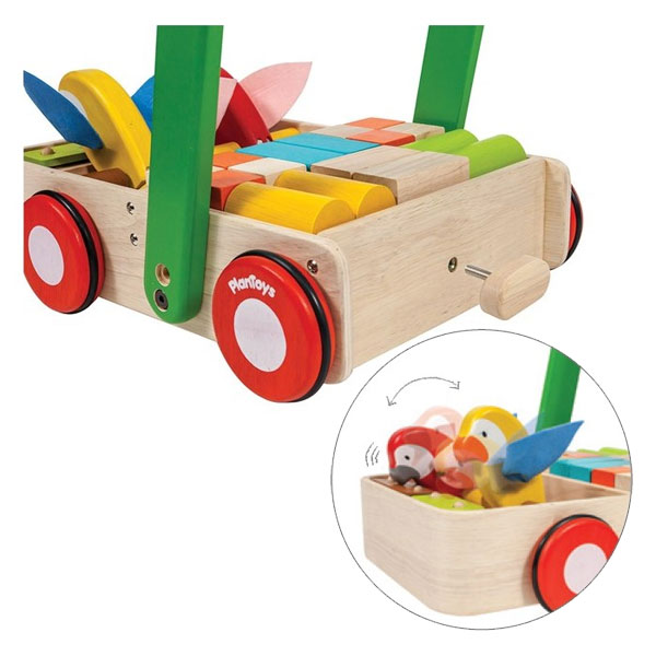 Plan Toys Drvena kolica sa geometrijskim oblicima hodalica Ptice 5176 - dodatni pogled