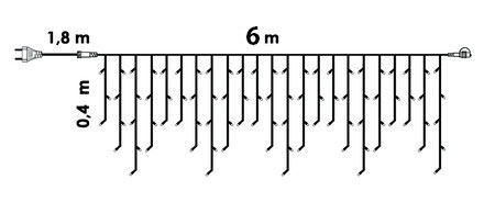Nastavljajuća Novogodišnja LED Zavesa Za Spoljnu i Unutrašnju Upotrebu 6 x 0.4 m - dodatni pogled