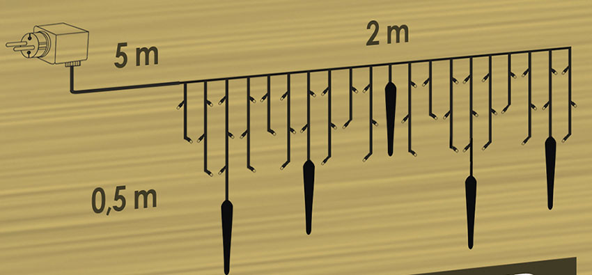Novogodišnja LED Zavesa Sa Ledenicama Stiria 2 x 0.5 m Za Spoljnu i Unutrašnju Upotrebu - dodatni pogled