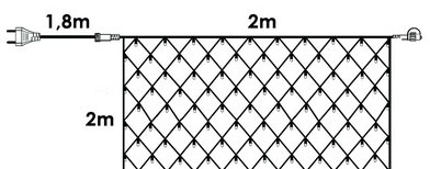 Novogodišnja LED Svetleća Mreža Za Spoljnu i Unutrašnju Upotrebu 2 x 2 m KDK 016 - dodatni pogled