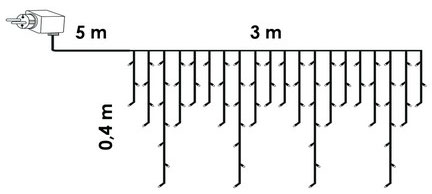 Novogodišnja LED Svetleća Zavesa Za Spoljnu i Unutrašnju Upotrebu 3 x 0.4 m - dodatni pogled