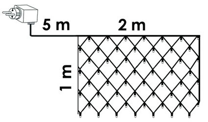Novogodišnje Lampice LED Svetleća Mreža Za Spoljnu i Unutrašnju Upotrebu 2 x 1 m - dodatni pogled