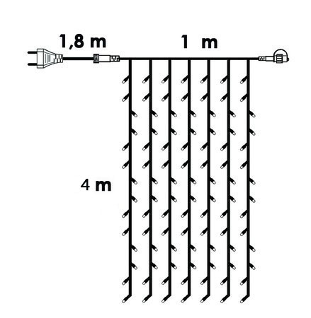 Novogodišnje LED Zavesa Za Spoljnu ili Unutrašnju Upotrebu 1 x 4 m - dodatni pogled