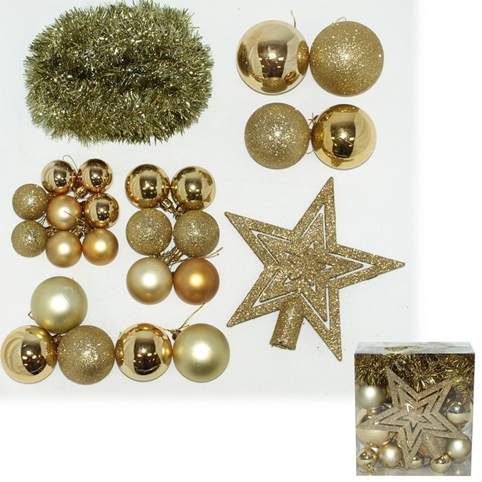 Komplet Ukrasa Za Jelku Zlatne Boje - dodatni pogled