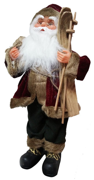Novogodišnji ukras Deda Mraz sa skijama visina 41cm - dodatni pogled