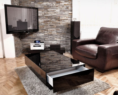 Klub Sto Maxx 80 x 80 x 35 cm Sa Jednom Fiokom Black - dodatni pogled