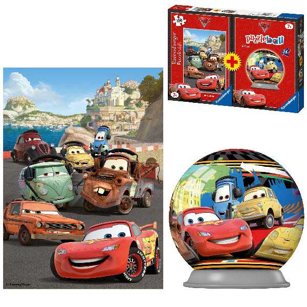 Ravensburger 2u1 puzzle 100 delova + puzzle kugla 54 dela Disney Cars 01-106431 - dodatni pogled