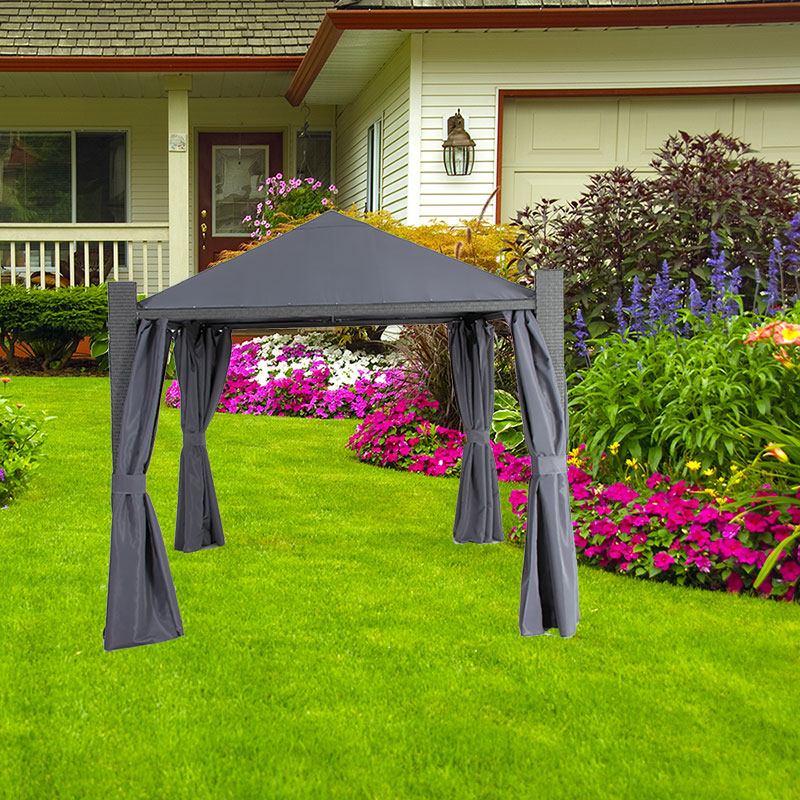 Paviljon - Gazebo Sa Ratan Nosačima i 4 Stranice - dodatni pogled