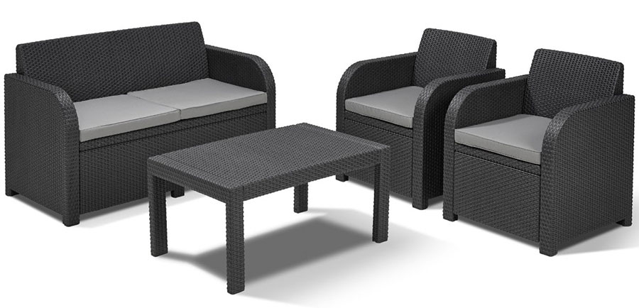 Allibert Carolina Baštenska Garnitura Grafit Sa Sivim Jastucima - dodatni pogled